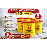 Bezos Tıbbi Atık Kovası 10 Litre 5 Adet Kapaklı Tıbbi Atık Kutusu Enfekte Atık Kovası Seti - Kırmızı - AÇIKLAMADAKİ GİBİ