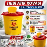 Bezos Tıbbi Atık Kovası 1,3 Litre 1 Adet Kapaklı Tıbbi Atık Kutusu Enfekte Atık Kovası - 000-Siyah - Belirtilmemiş