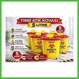 Bezos Tıbbi Atık Kovası 5 Litre 5 Adet Kapaklı Tıbbi Atık Kutusu Enfekte Atık Kovası Arz