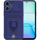 Bezos Xiaomi Redmi 13 4g Uyumlu Kılıf Zuma Kartvizitli Yüzüklü Silikon - Lacivert - 3030 Sempatik