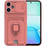 Bezos Xiaomi Redmi 13 4g Uyumlu Kılıf Zuma Kartvizitli Yüzüklü Silikon - Pembe - 3030 Sempatik