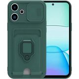 Bezos Xiaomi Redmi 13 4g Uyumlu Kılıf Zuma Kartvizitli Yüzüklü Silikon - Yeşil - 3030 Sempatik