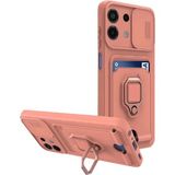 Bezos Xiaomi Redmi Note 13 4g Uyumlu Kılıf Zuma Kartvizitli Yüzüklü Silikon - Pembe - 3030 Sempatik
