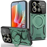 Bezos Xiaomi Redmi Note 13 Pro 4g Uyumlu Kılıf Joy Lens Standlı Kapak - Koyu Yeşil - 3030 Sempatik