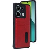 Bezos Xiaomi Redmi Note 13 Pro 4g Uyumlu Kılıf Sara Kartvizitli Deri Kılıf - Kırmızı - 3030 Sempatik