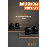 Bezt 2 li Pro Sports Ayarlanabilir Dambıl Seti (Siyah)
