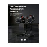 Bezt Pro Sports 2x40kg Ayarlanabilir Dambıl Seti + Stand - Siyah Profesyonel 80kg Ağırlık Seti