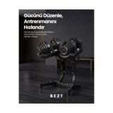 Bezt Pro Sports 2x40kg Ayarlanabilir Dambıl Seti + Stand - Siyah Profesyonel 80kg Ağırlık Seti