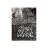 BF Aksesuar Deri Runner ve 6'lı Amerikan Servis Seti Yaprak Desen Silver - Gümüş - 33 x 100 cm