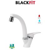 BF BLACKFİT Beyaz Mix Oynar Başlıklı Lavabo Bataryası Çift Su Grişli Çeşme Banyo Musluğu Mutfak Çeşmesi