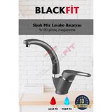 BF BLACKFİT Siyah Mix Banyo Lavabo Bataryası Musluk Çeşmesi Çift Su Girişli