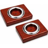 Bfastore El Yapımı Ahşap Tealight Mumluk Seti, Dekoratif Tasarım, 2 Adet, 9X7X1,5 Cm, Renk Seçe - Çok Renkli