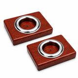BFASTORE El Yapımı Ahşap Tealight Mumluk Seti, Dekoratif Tasarım, 2 Adet, 9x7x1,5 cm, Renk Seçenekli (Maun Mumluk + Paslanmaz Renkli Hazne)