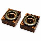 BFASTORE El Yapımı Ahşap Tealight Mumluk Seti, İleri Dönüşüm Ahşap, Metal Hazneli, Rustik Dekoratif Tasarım, Masa ve Salon Dekoru, Şık Hediye Seçeneği (2'li Set)