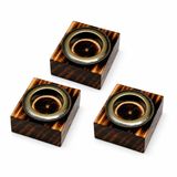 BFASTORE El Yapımı Ahşap Tealight Mumluk Seti, İleri Dönüşüm Ahşap, Metal Hazneli, Rustik Dekoratif Tasarım, Masa ve Salon Dekoru, Şık Hediye Seçeneği (3'lü Set)