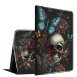 BFSEROBJ iPad 9. Nesil Kılıf 10,2 inç iPad 7/8. Nesil Kılıf Hafif Akıllı Kılıf PU Deri Ayarlanabilir Stand Koruyucu Kapak Otomatik Uyanma/Uyuma ile - Mavi Kelebek Kafatası