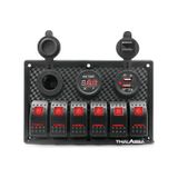 Bfy Switch Panel 6'Lı +Usb+Plastik Çakmaklık+ Voltmetre Kırmızı