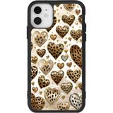 BG AKSESUAR Apple iPhone 11 ile Uyumlu Leopar Desenli Kalp Motifli Siyah Kılıf, Yumuşak Silikon, Koruyucu, Şok Emici Kapak