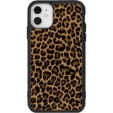 BG AKSESUAR Apple iPhone 11 ile Uyumlu Leopar Desenli Siyah Silikon Kılıf, Mat, Şok Emici, Koruyucu Kapak