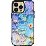 BG AKSESUAR Apple iPhone 12 Pro ile Uyumlu Siyah Silikon Kılıf, Baskılı, Çiçek Deseni