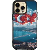 BG AKSESUAR Apple iPhone 12 Pro ile Uyumlu Siyah Silikon Kılıf, Türk Bayrağı Baskılı, Yumuşak ve Dayanıklı Koruma