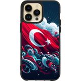BG AKSESUAR Apple iPhone 12 Pro ile Uyumlu Türk Bayrağı Baskılı Siyah Silikon Kılıf