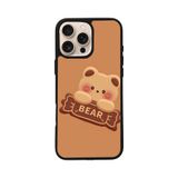 BG AKSESUAR Apple iPhone 12 Pro Max ile Uyumlu Oyuncak Ayıcık Baskılı, Mat Siyah, Yumuşak Silikon, Şok Emici Kapak Kılıf