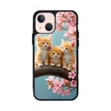 BG AKSESUAR Apple iPhone 13 ile Uyumlu Kedi Figürü Baskılı, Mat Siyah, Yumuşak Silikon, Şok Emici Kapak Kılıf