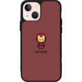 BG AKSESUAR Apple iPhone 13 Mini ile Uyumlu Iron Man Baskılı Silikon Kılıf, Mat, Şok Emici, Bordo