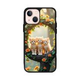 BG AKSESUAR Apple iPhone 13 Mini ile Uyumlu Kedi Figürü Baskılı, Mat Siyah, Yumuşak Silikon, Şok Emici Koruyucu Kılıf