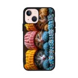 BG AKSESUAR Apple iPhone 13 Mini Uyumlu Kedi Figürü Baskılı, Mat Siyah, Yumuşak Silikon, Koruyucu, Şok Emici Kılıf