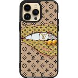 BG AKSESUAR Apple iPhone 13 Pro ile Uyumlu Siyah Silikon Kılıf, Louis Vuitton Desenli, Çiziklere ve Darbelere Karşı Koruma