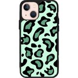 BG AKSESUAR Apple iPhone 13 Uyumlu Leopar Desenli Silikon Kılıf, Mat Siyah, Şok Emici, Koruyucu Kapak, Mint Yeşil