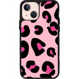 BG AKSESUAR Apple iPhone 13 Uyumlu Leopar Desenli Silikon Kılıf, Mat Siyah, Şok Emici, Koruyucu Kapak, Pembe
