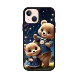 BG AKSESUAR Apple iPhone 14 ile Uyumlu Baskılı, Mat Siyah, Yumuşak Silikon, Oyuncak Ayıcık Tasarımı, Şok Emici Koruyucu Kılıf