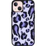 BG AKSESUAR Apple iPhone 14 ile Uyumlu Pastel Leopar Desenli Mat Siyah Silikon Kılıf, Şok Emici, Koruyucu Kapak