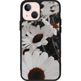 BG AKSESUAR Apple iPhone 14 Plus ile Uyumlu Siyah Silikon Kılıf, Çiçek Desen, Çiziklere ve Darbelere Karşı Koruma