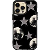 BG AKSESUAR Apple iPhone 14 Pro ile Uyumlu Siyah Silikon Kılıf, Yıldız ve Disko Topu Desenli, Çiziklere ve Darbelere Karşı Koruma