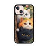 BG AKSESUAR Apple iPhone 15 ile Uyumlu Kedi Figürü Baskılı, Mat Siyah, Yumuşak Silikon, Şok Emici Koruyucu Kılıf