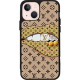 BG AKSESUAR Apple iPhone 15 Plus ile Uyumlu Silikon Kılıf, Louis Vuitton Desenli, Siyah