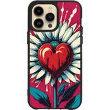 BG AKSESUAR Apple iPhone 15 Pro ile Uyumlu Siyah Silikon Kılıf, Çiçek Desen, Çiziklere ve Darbelere Karşı Koruma