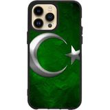 BG AKSESUAR Apple iPhone 15 Pro Max ile Uyumlu Baskılı Glass Korumalı Silikon Kılıf, Türk Bayrağı Tasarımı, Siyah