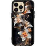 BG AKSESUAR Apple iPhone 15 Pro Max Uyumlu Baskılı Glass Korumalı Silikon Kılıf, Siyah, Çiçek Desen