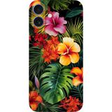 BG AKSESUAR Apple iPhone 16 ile Uyumlu Kamera Korumalı Silikon Kılıf, Çiçek Desen, Yeşil