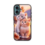BG AKSESUAR Apple iPhone 16 ile Uyumlu Kedi Figürü Temalı Mat Siyah Silikon Kılıf, Yumuşak, Koruyucu, Şok Emici