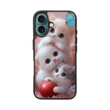 BG AKSESUAR Apple iPhone 16 ile Uyumlu Kedi Figürü Temalı Silikon Kılıf, Mat Siyah, Şok Emici Koruyucu Kapak