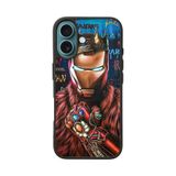 BG AKSESUAR Apple iPhone 16 Plus ile Uyumlu Baskılı Silikon Kılıf, IronMan Tasarım, Siyah