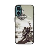 BG AKSESUAR Apple iPhone 16 Plus ile Uyumlu Harley-Davidson Baskılı Silikon Kılıf, Siyah