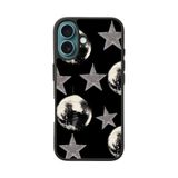 BG AKSESUAR Apple iPhone 16 Plus ile Uyumlu Silikon Kılıf, Yıldız ve Disko Topu Baskılı, Siyah