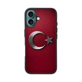 BG AKSESUAR Apple iPhone 16 Plus ile Uyumlu Türk Bayrağı Baskılı Silikon Kılıf, Kırmızı